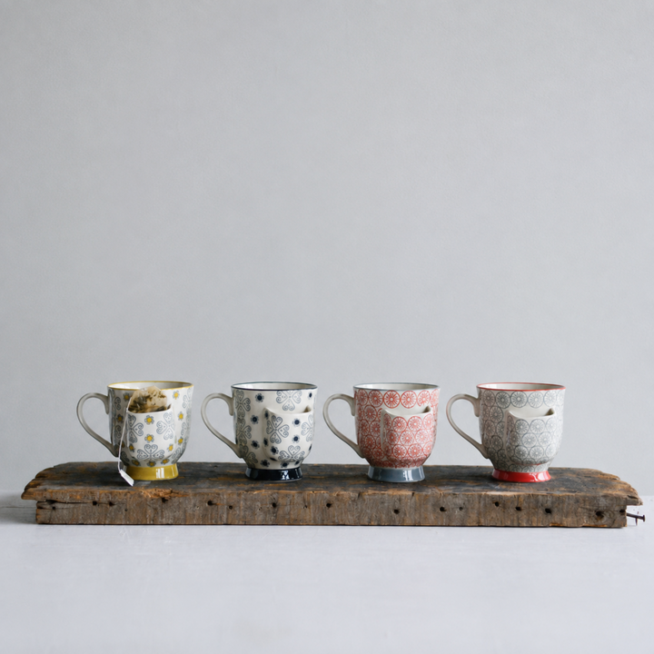 Hand Stamped Stoneware Tea Bag Holder Mug