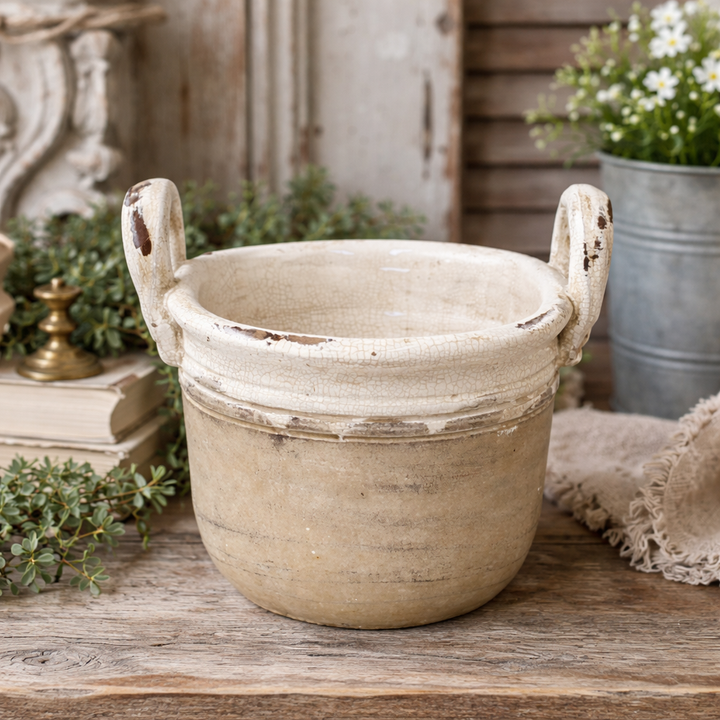 Handcrafted Crackle Oval Planter