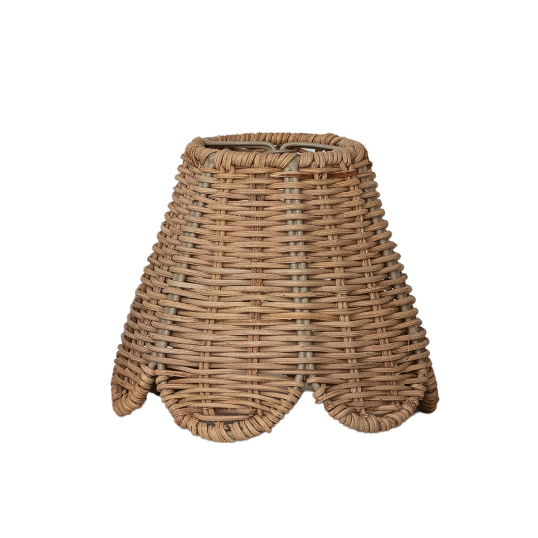 Wicker lampshade on a white background