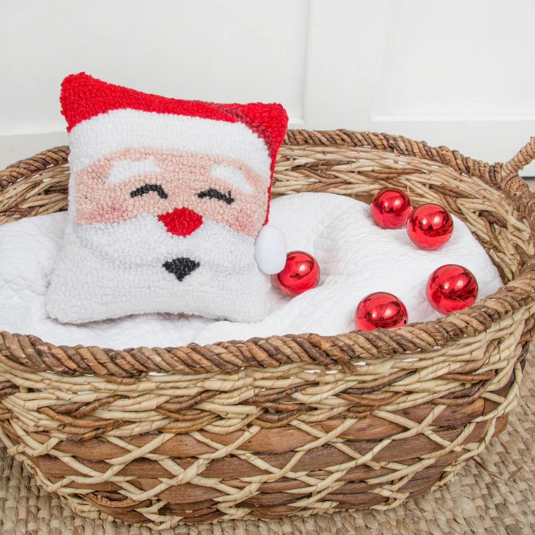 Happy Santa Hooked Pillow