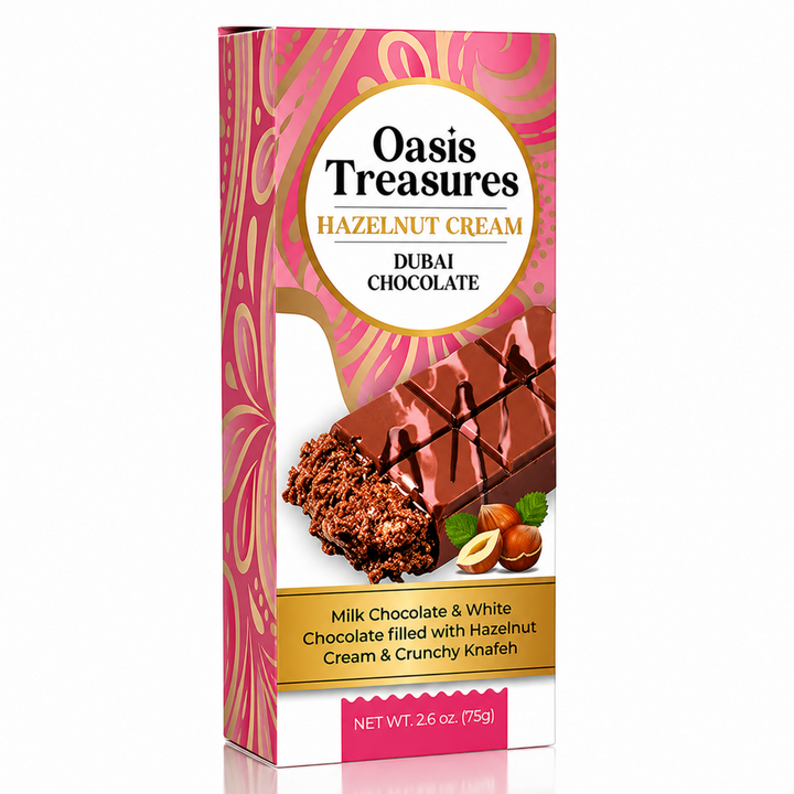 Hazelnut Cream Dubai Chocolate Bar by Oasis Treasures