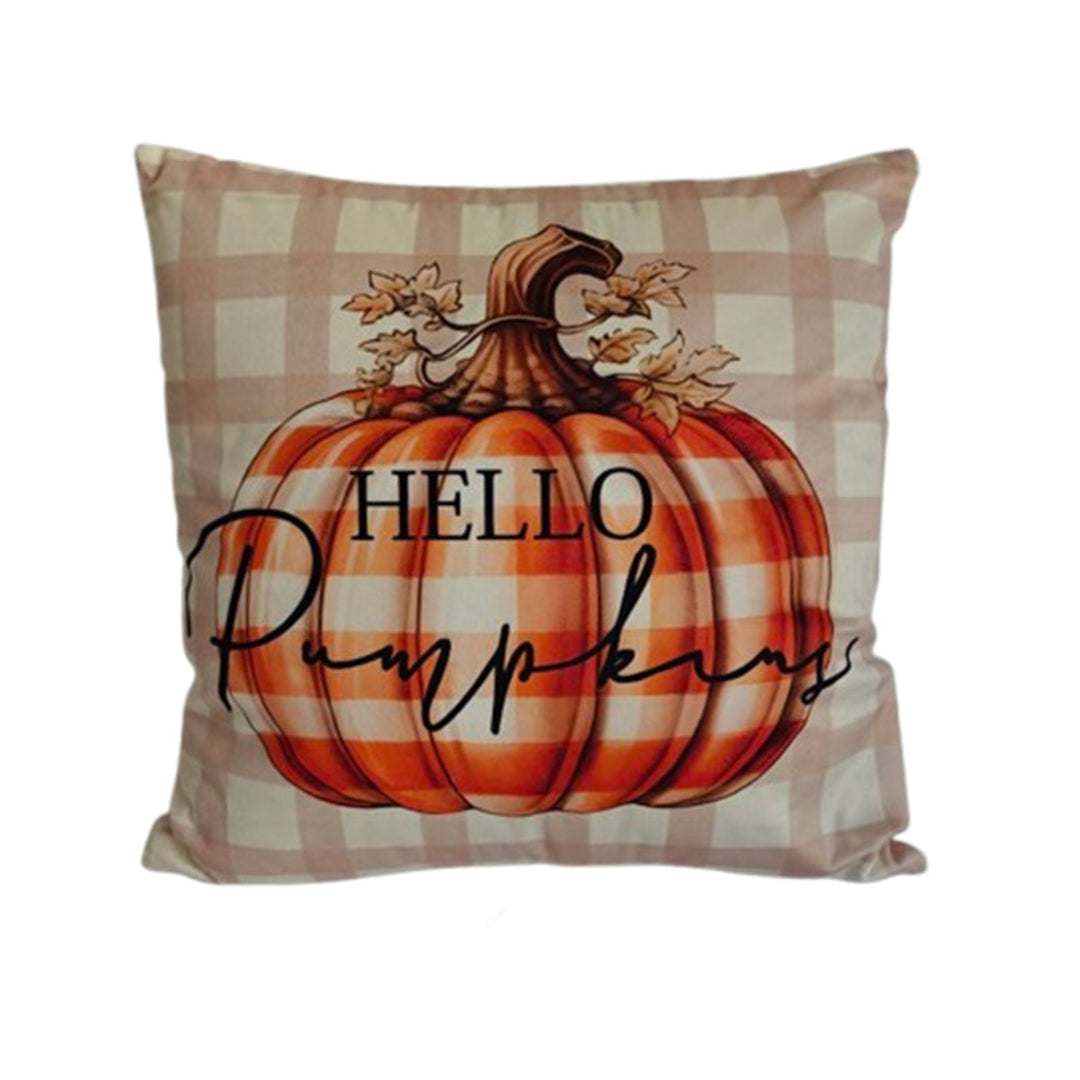 Hello Pumpkin Plaid Pillow