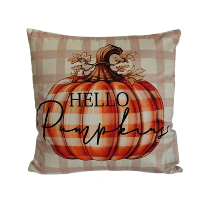Hello Pumpkin Plaid Pillow