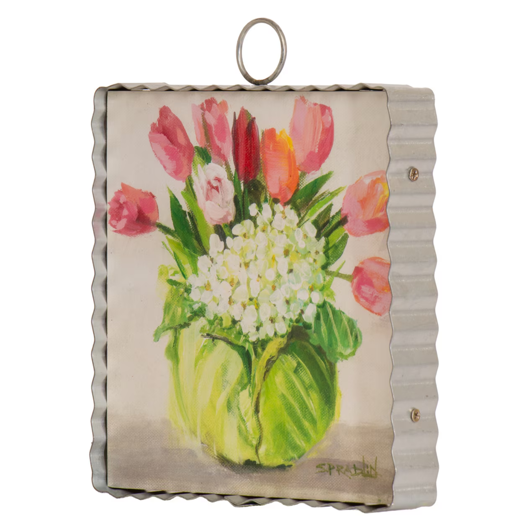 Cabbage Pot Full of Tulips Scalloped Mini Print