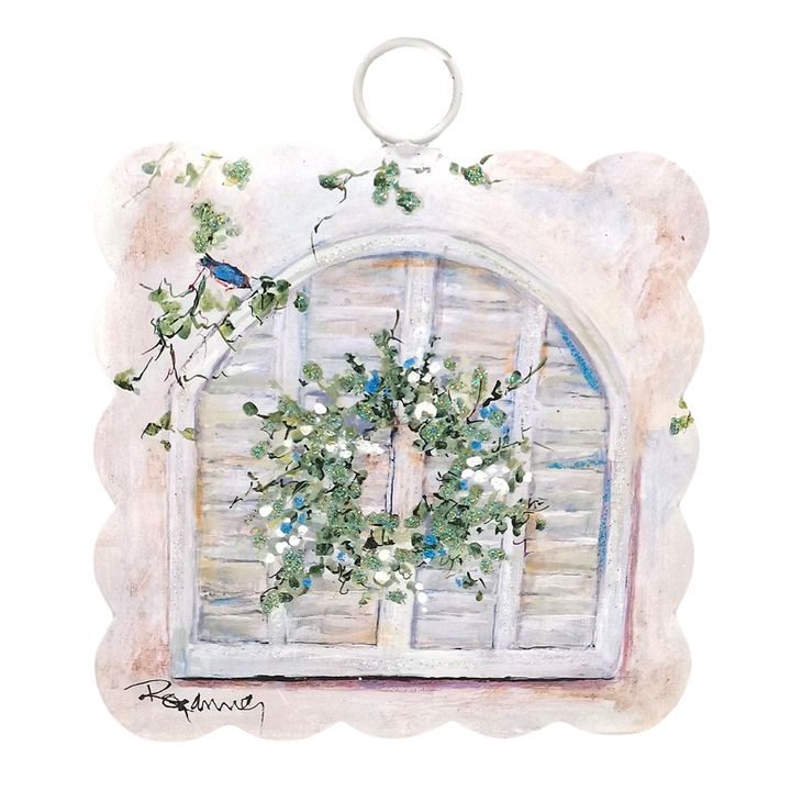 Vintage Spring Shutters Scalloped Mini Print