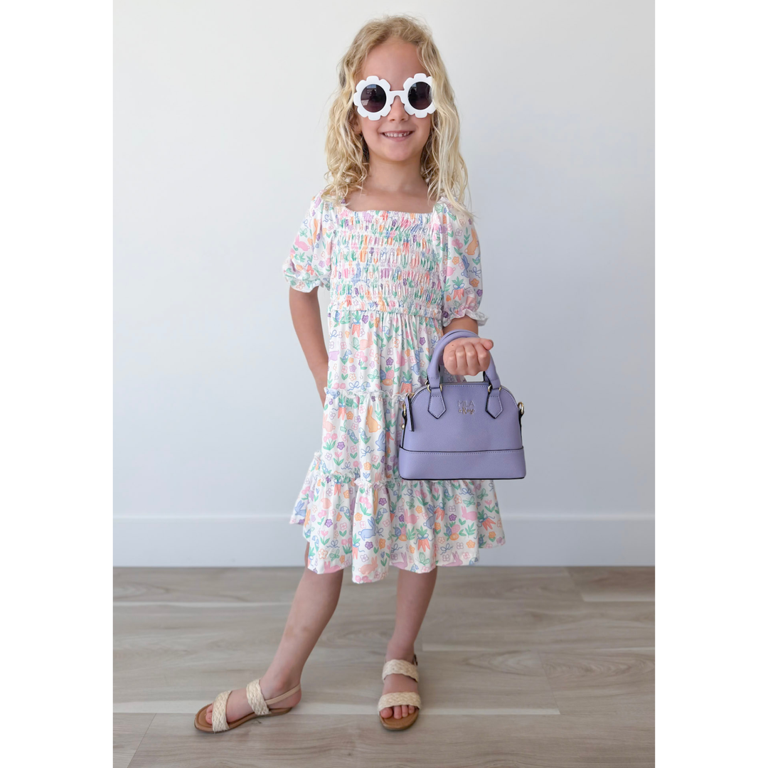 Hoppy Easter Girl's Smocked Ruffle Dress