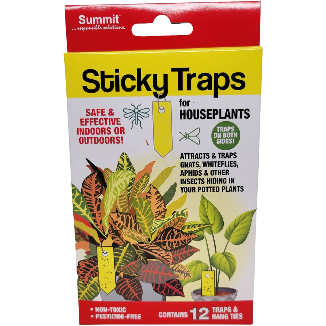 Package of Summit Sticky Traps for houseplants with plant images on a white background