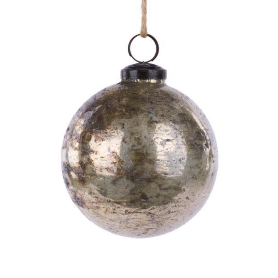 Distressed Silver Ball Ornament