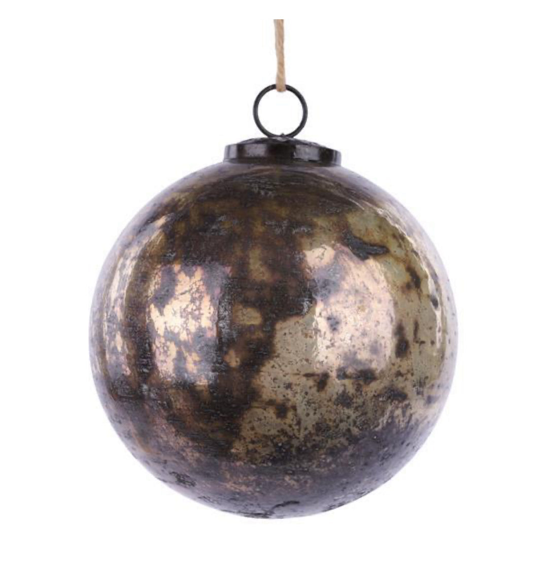 Distressed Silver Ball Ornament