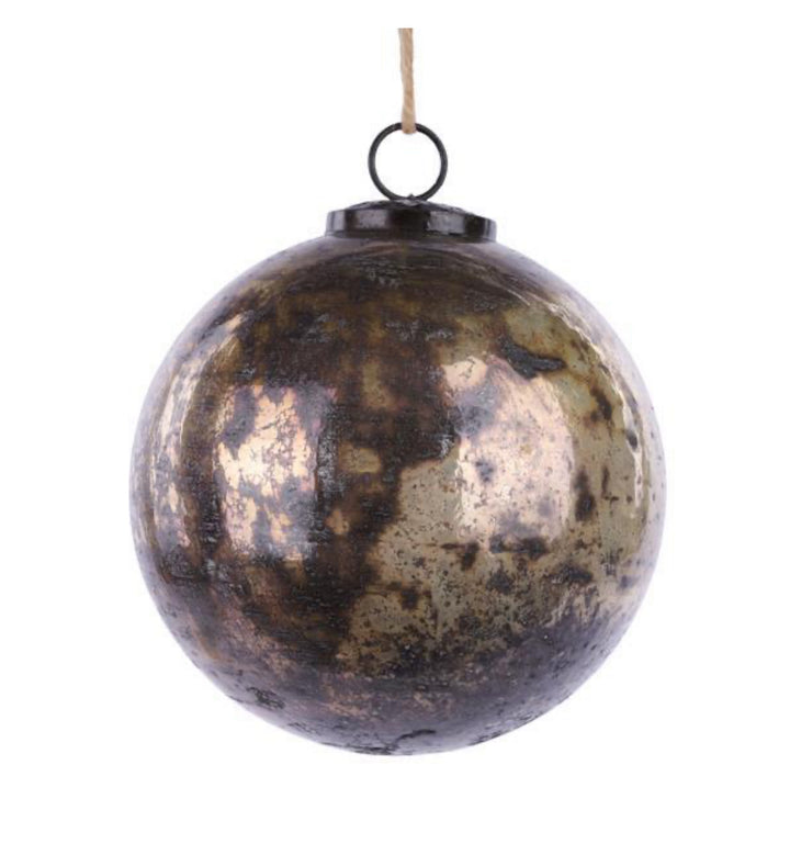 Distressed Silver Ball Ornament
