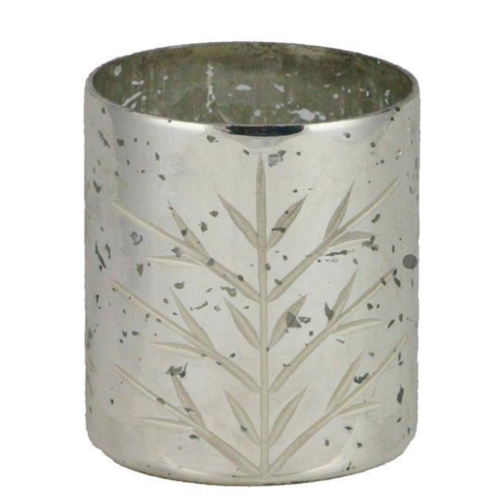 Silver Winter Mercury Glass Votive Holder