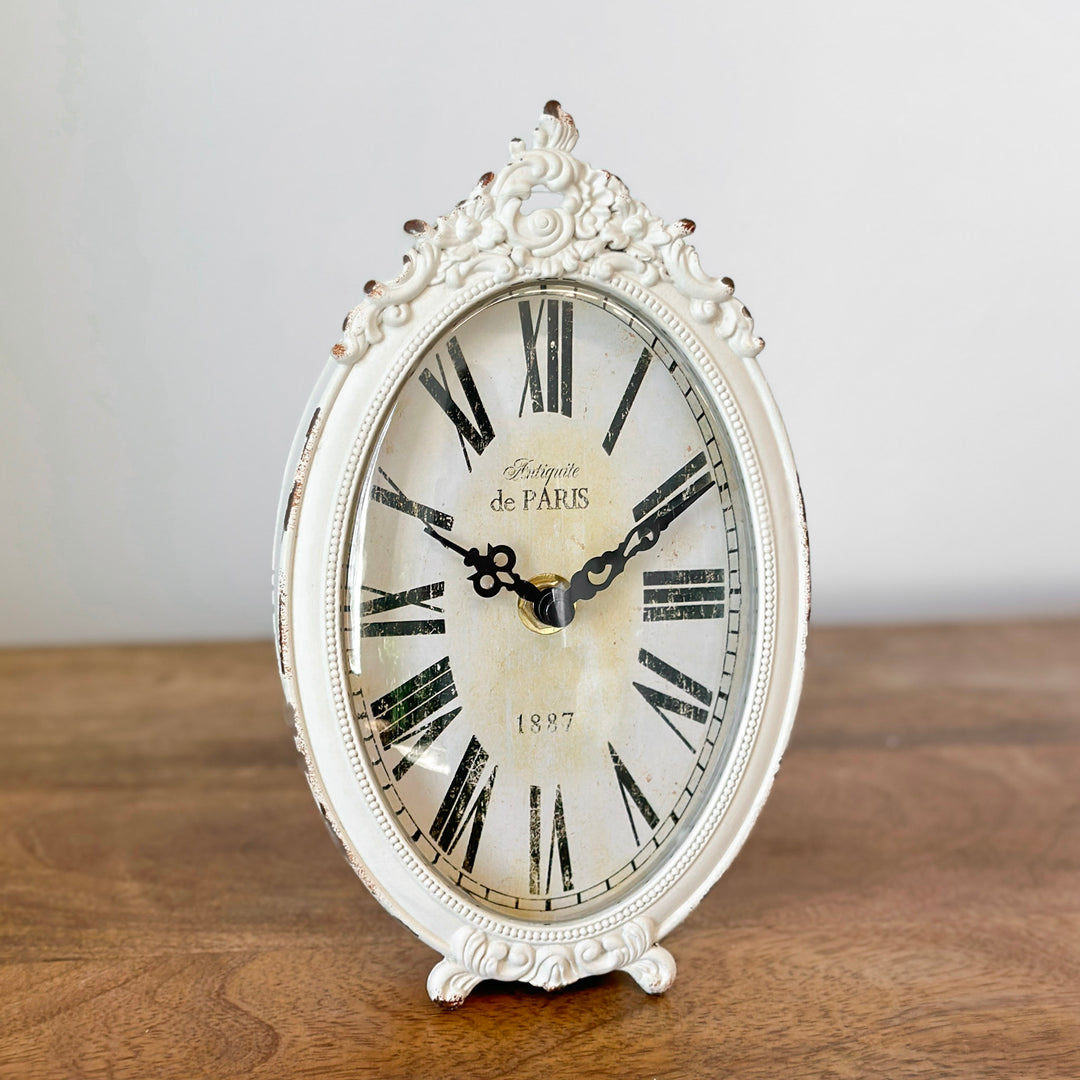 White Vintage Oval Clock