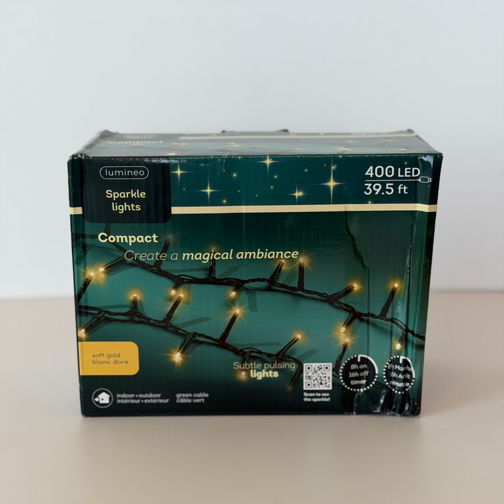 Led Compact Lights Green/Soft Gold Sparkle 39'