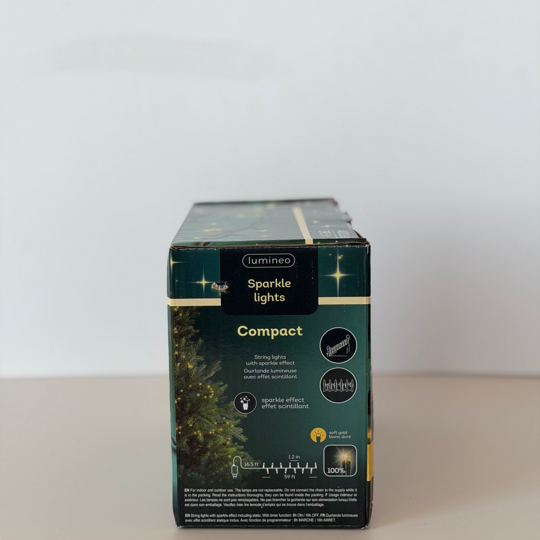 Led Compact Lights Green/Soft Gold Sparkle 39'