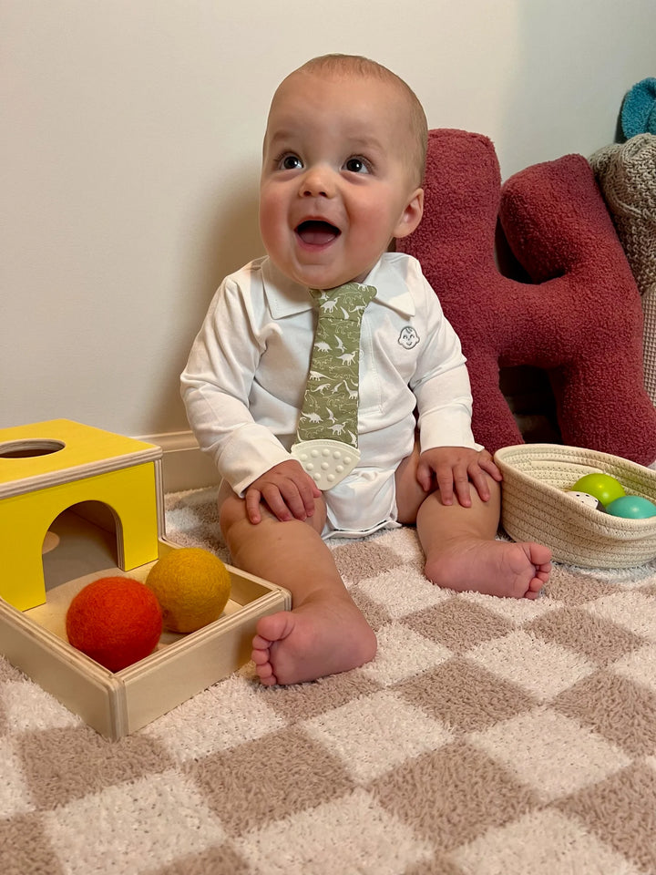 Off White Collared Baby Boy's Bodysuit
