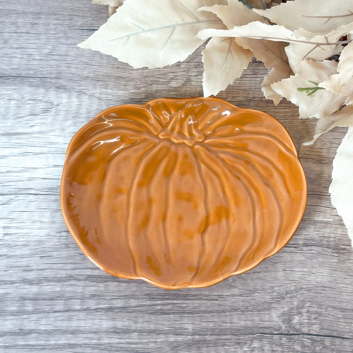Orange Pumpkin Shaped Appetizer Plate