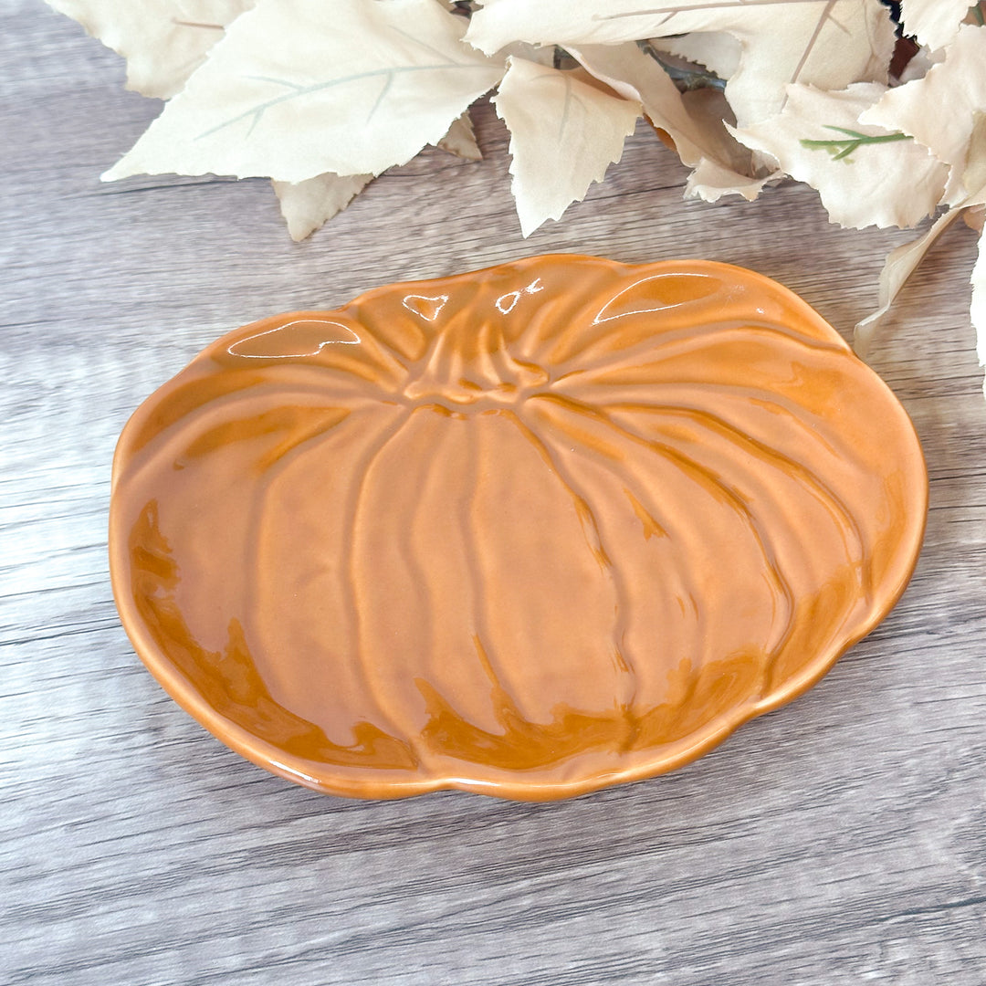 Orange Pumpkin Shaped Appetizer Plate