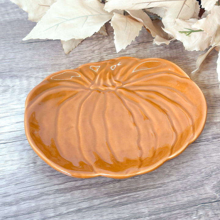 Orange Pumpkin Shaped Appetizer Plate