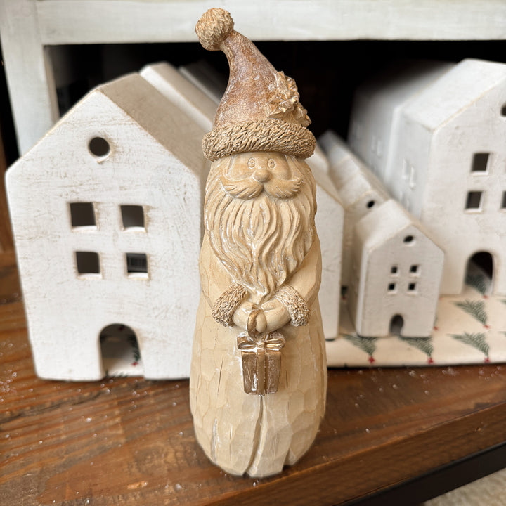 Carved Look Neutral Santa Figurine