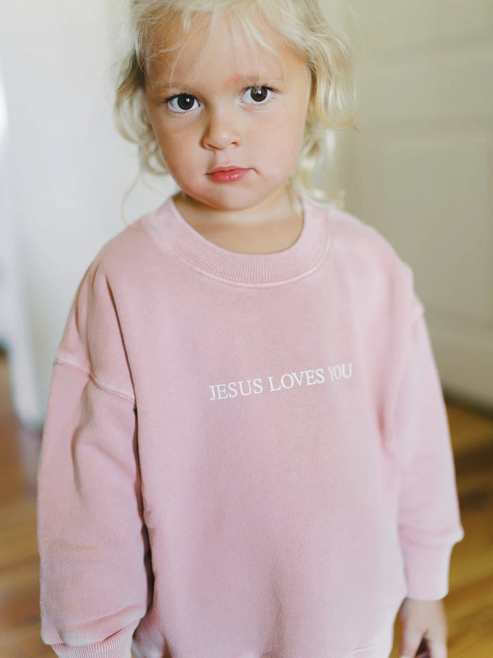 Jesus Loves You Sweatshirt in Dusty Rose