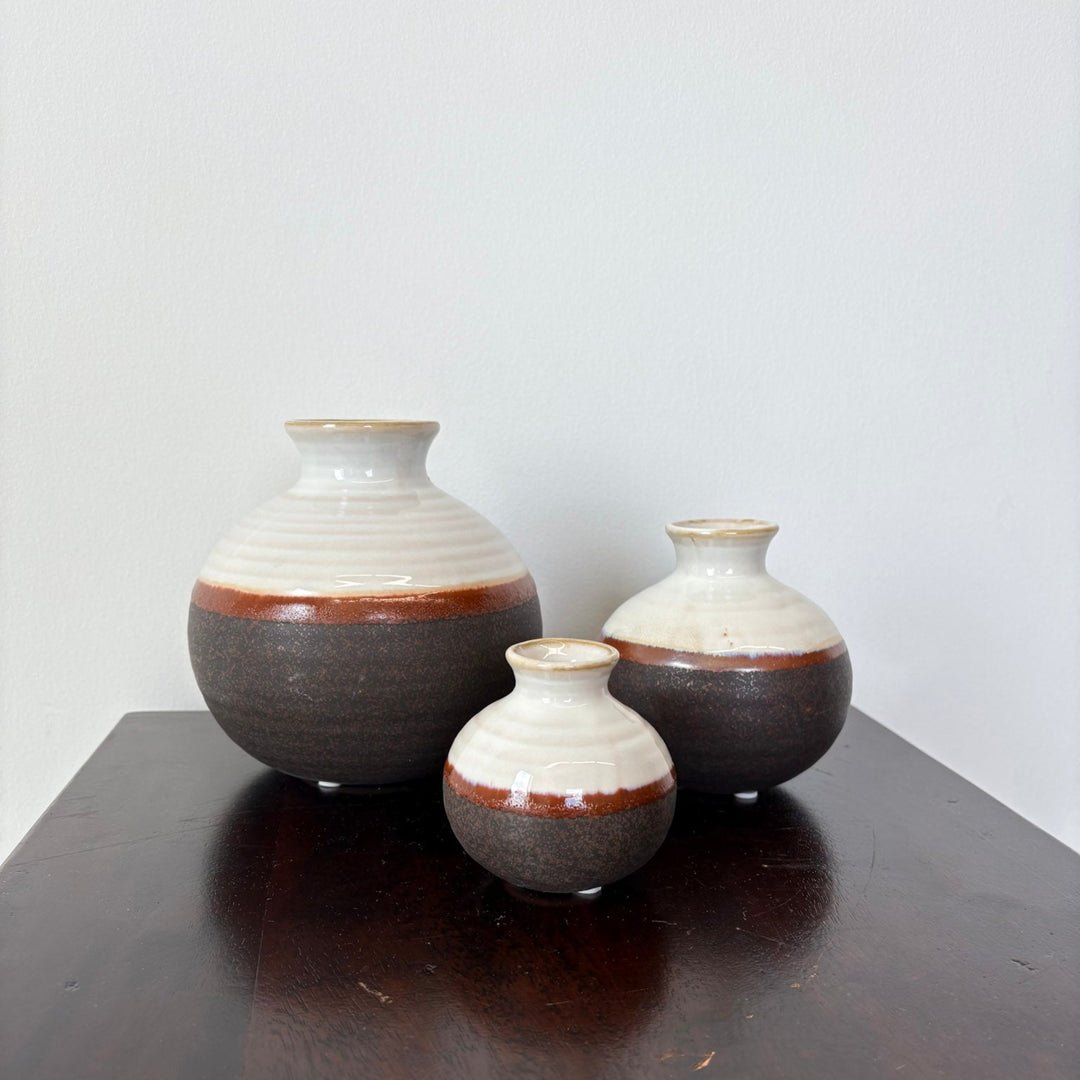 Brown Color Block Ball Vase
