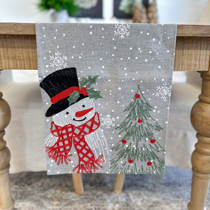 Snowman Embroidered Table Runner