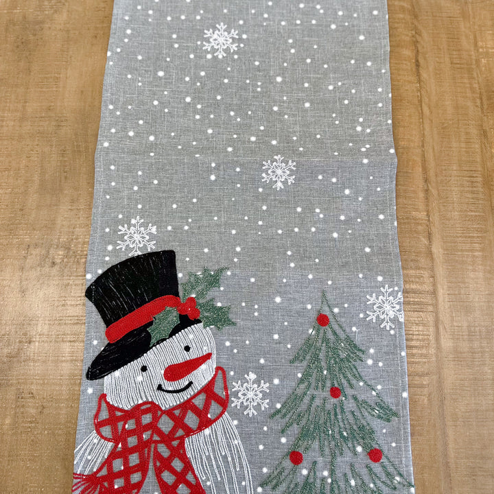 Snowman Embroidered Table Runner