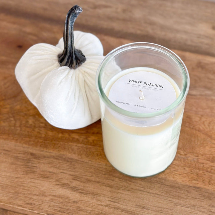 White Pumpkin Classic Glass Jar Soy Candle