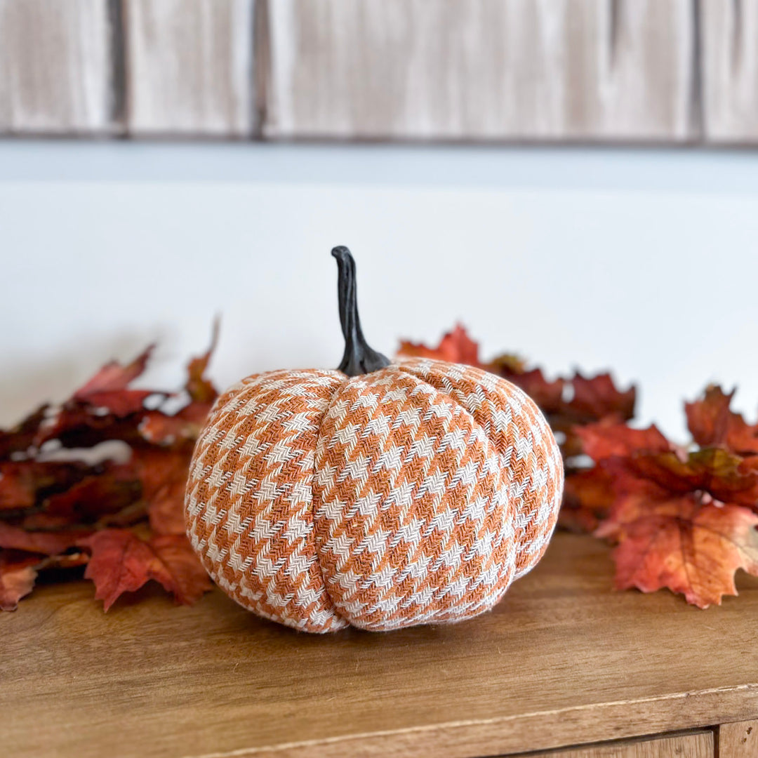 Orange & White Houndstooth Pumpkin