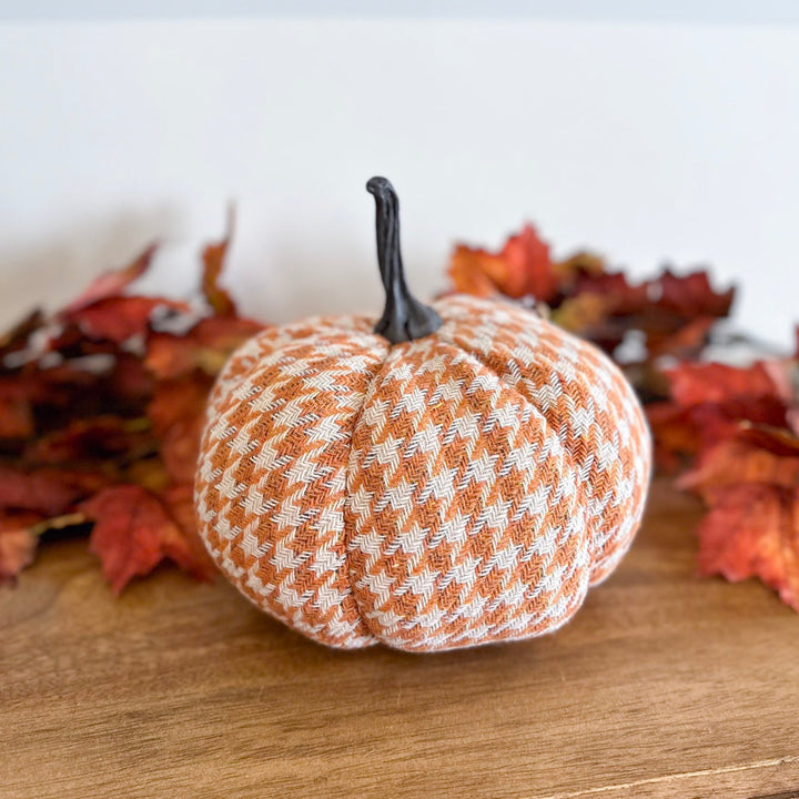 Orange & White Houndstooth Pumpkin