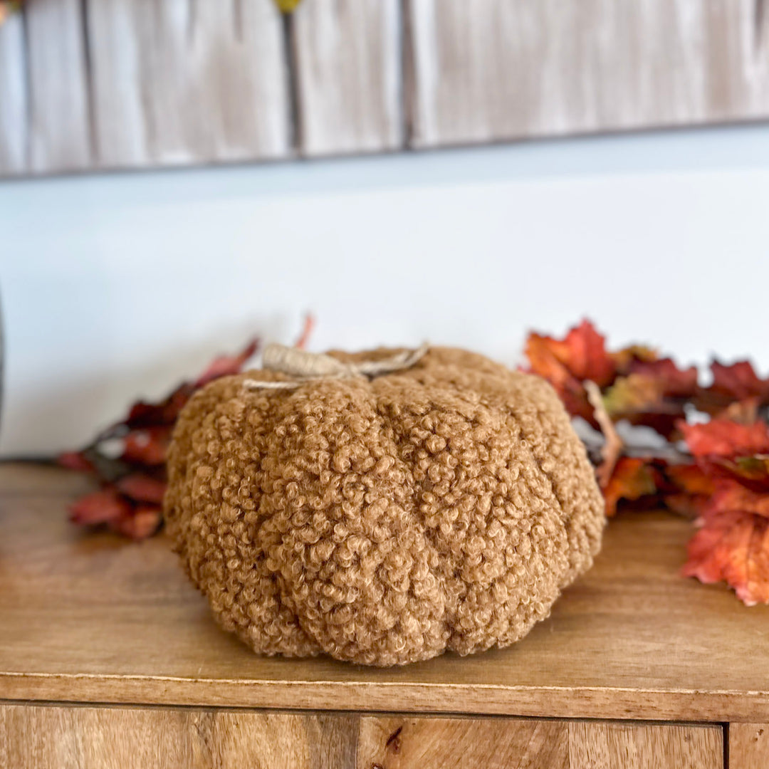 Brown Teddy Fabric Pumpkin