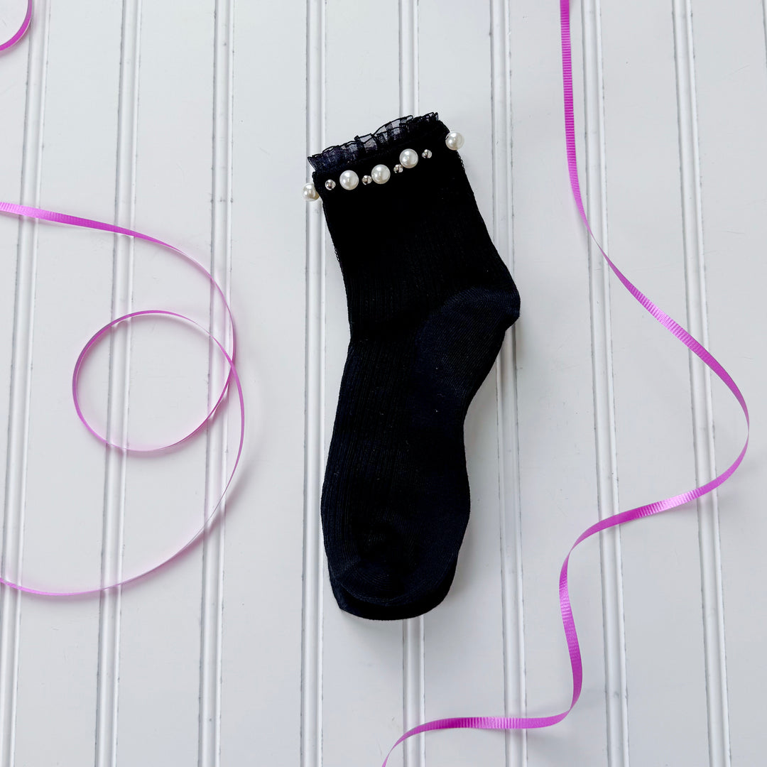 Lace Trim Pearl Socks