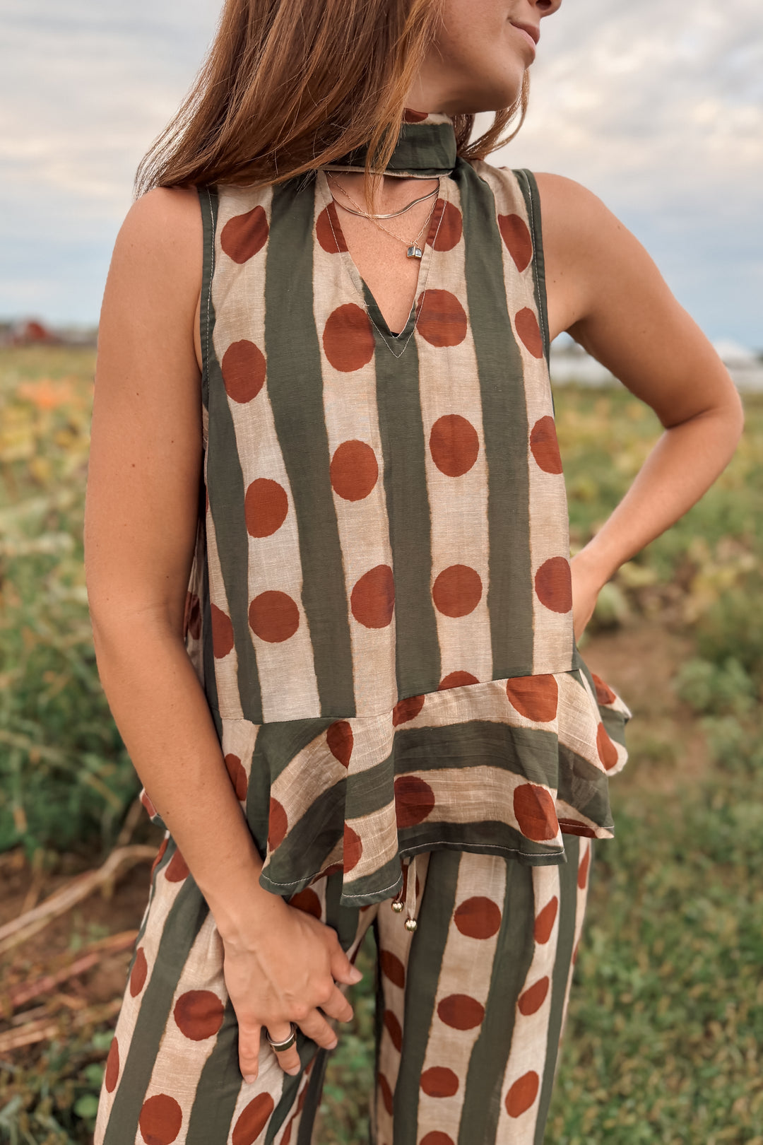 Olive & Rust Top