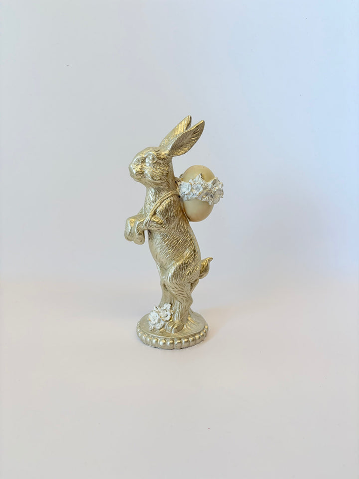 Gold Spring Rabbit & Egg Figurine