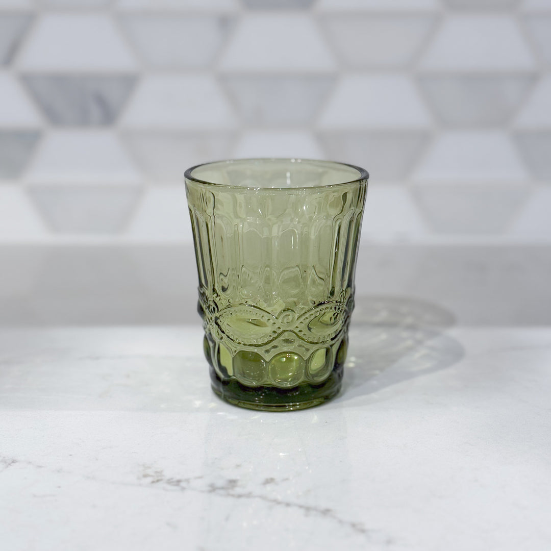 Olive Embossed Drinking Glass