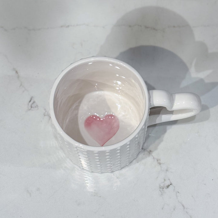 Watercolor Heart Hobnail Mug