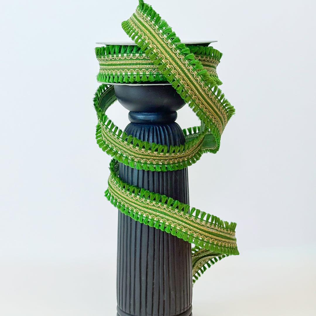John Mark Green Tassel Fringe Dupioni Ribbon