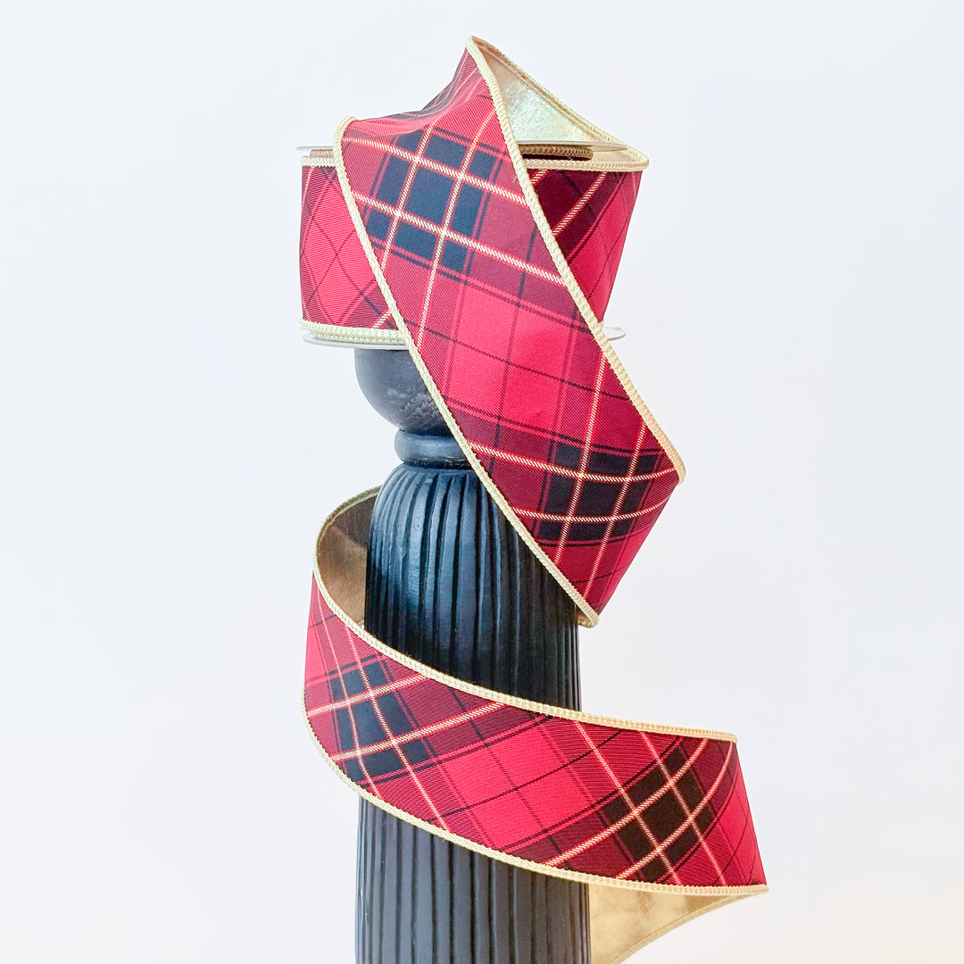 John Mark Burgundy Plaid Ribbon