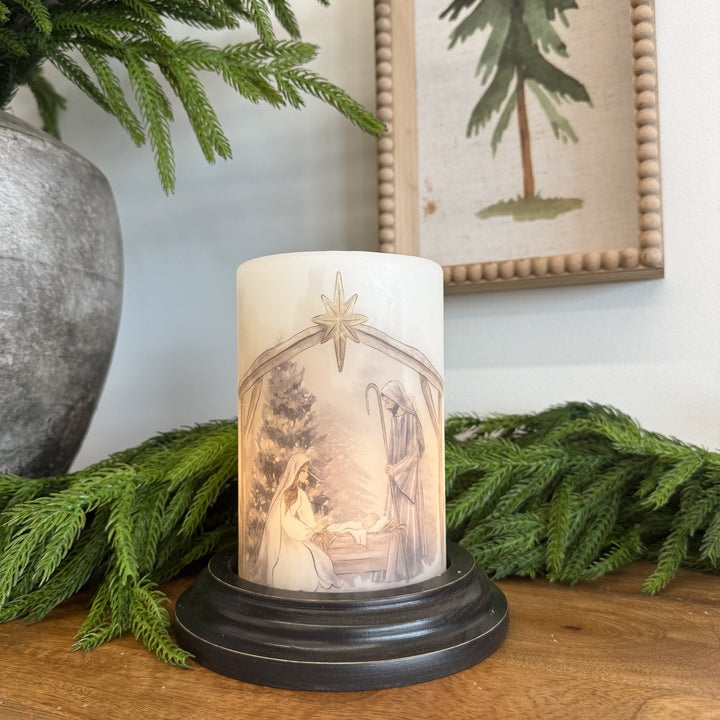 Watercolor Nativity Candle Sleeve