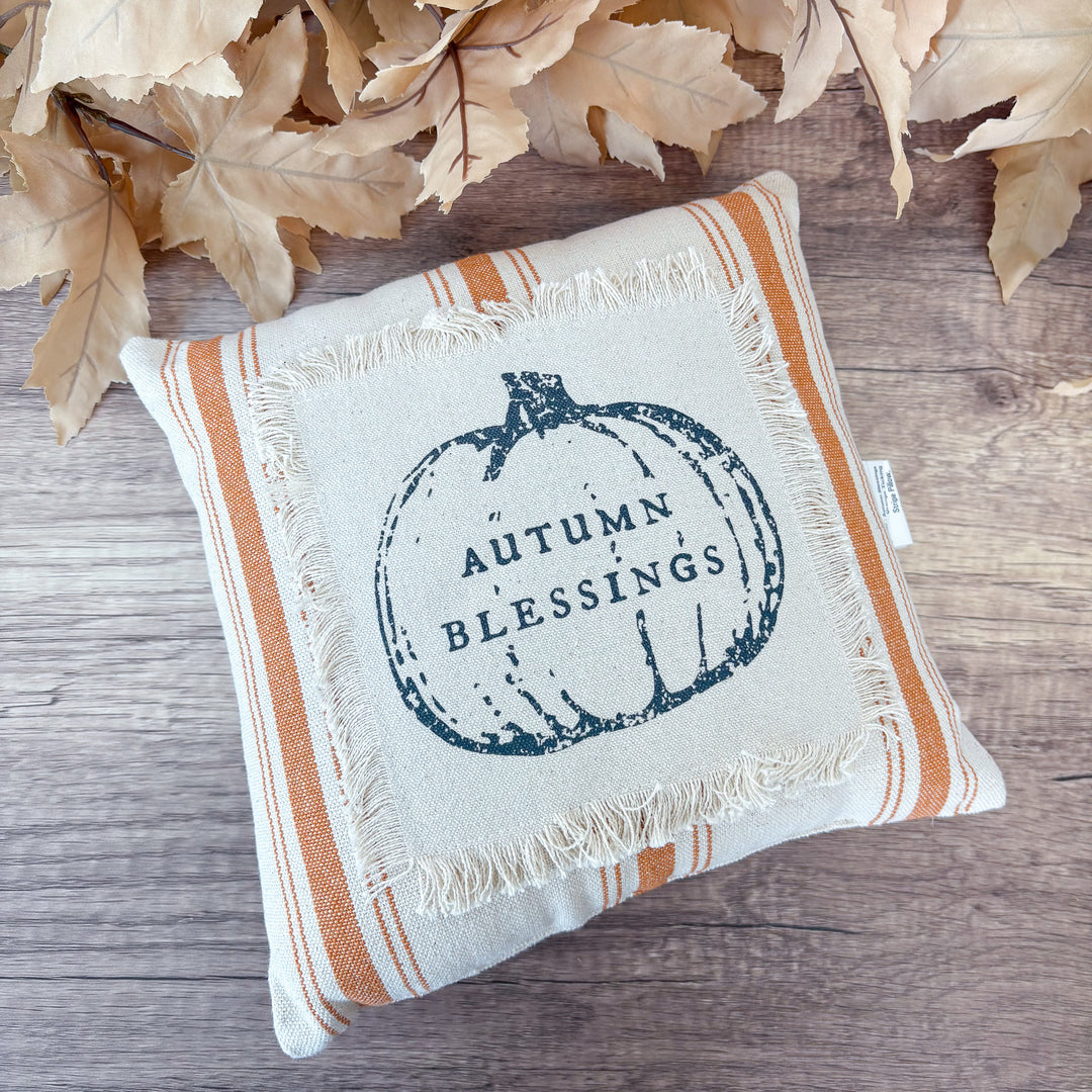 Striped Fringe Patch Fall Pillow