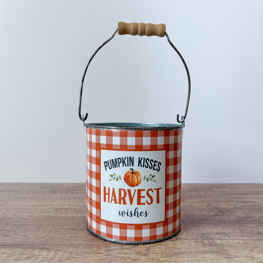 Orange Plaid Harvest Bucket