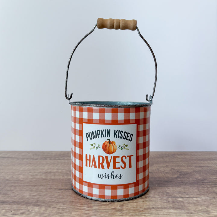 Orange Plaid Harvest Bucket