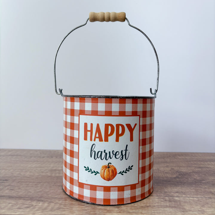 Orange Plaid Harvest Bucket