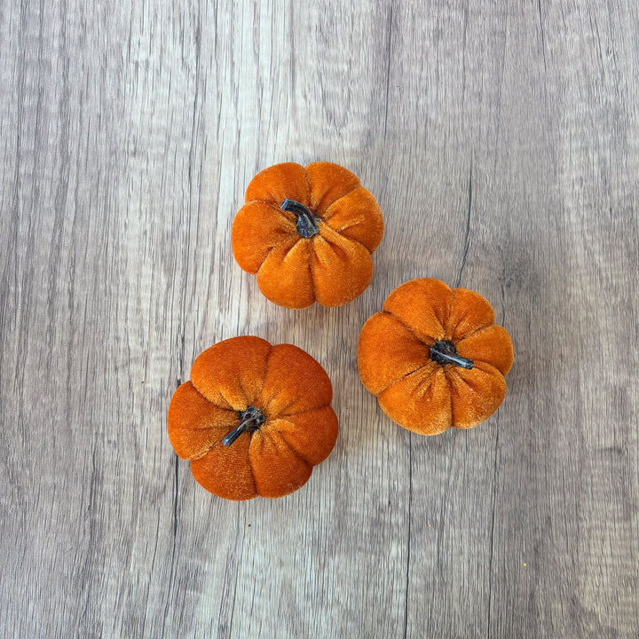Fall Hues Mini Velvet Pumpkin Set