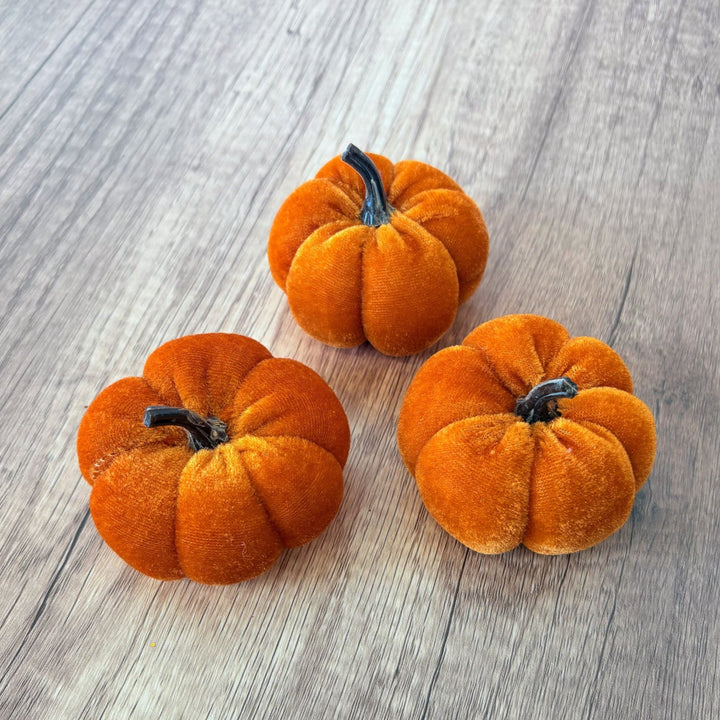 Fall Hues Mini Velvet Pumpkin Set
