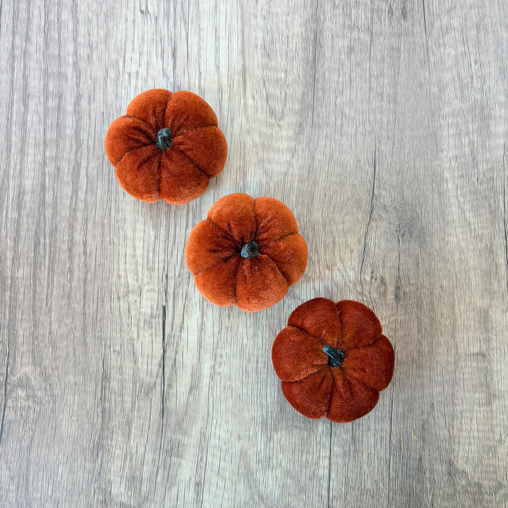 Fall Hues Mini Velvet Pumpkin Set