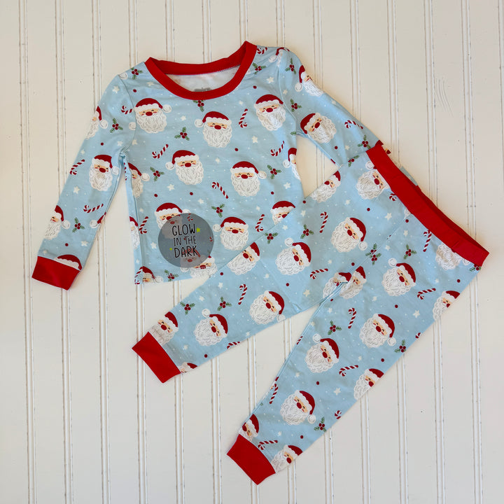 Blue Santa Glow In The Dark Pajama Set