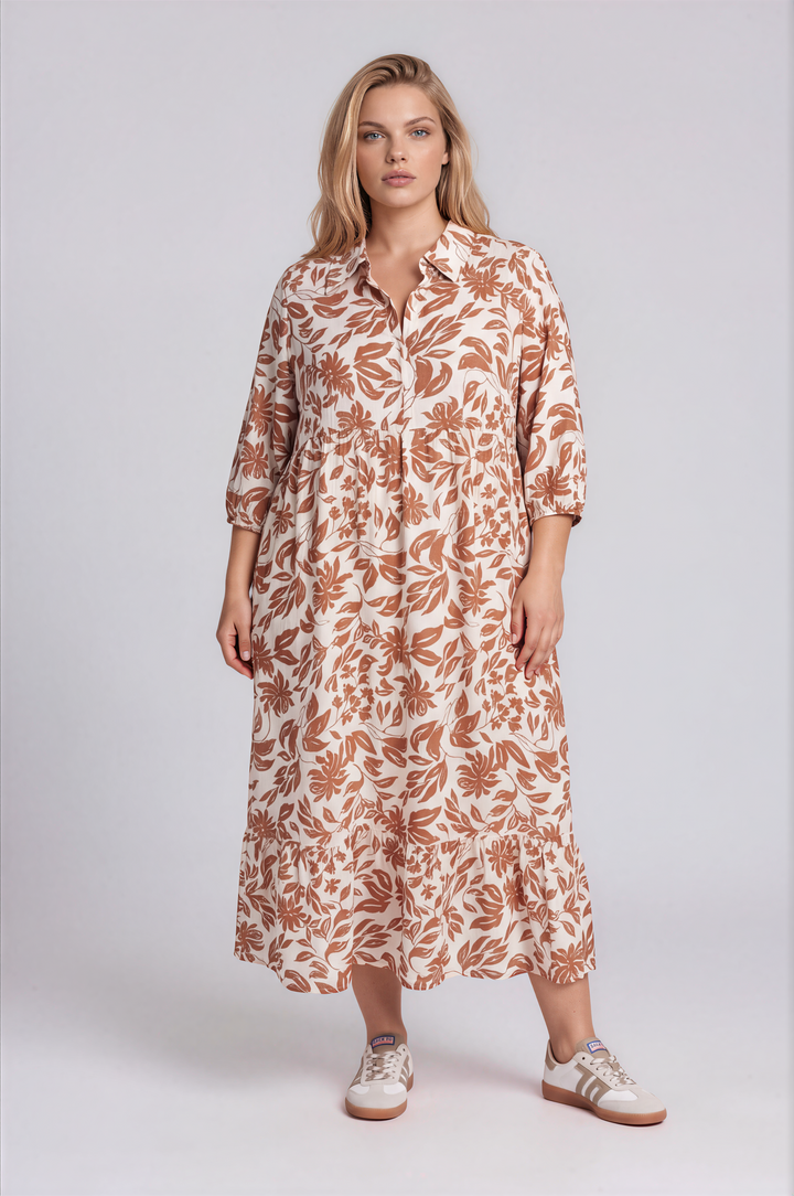 Golden Leaves Midi Dress