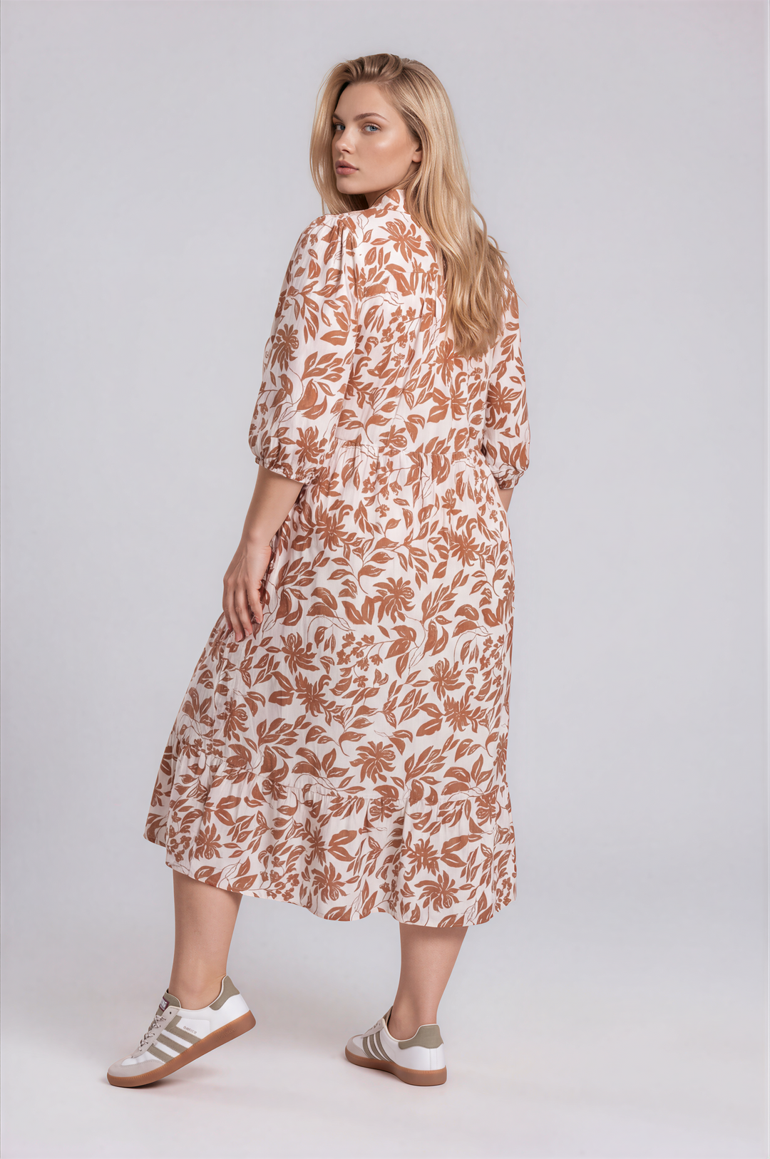 Golden Leaves Midi Dress
