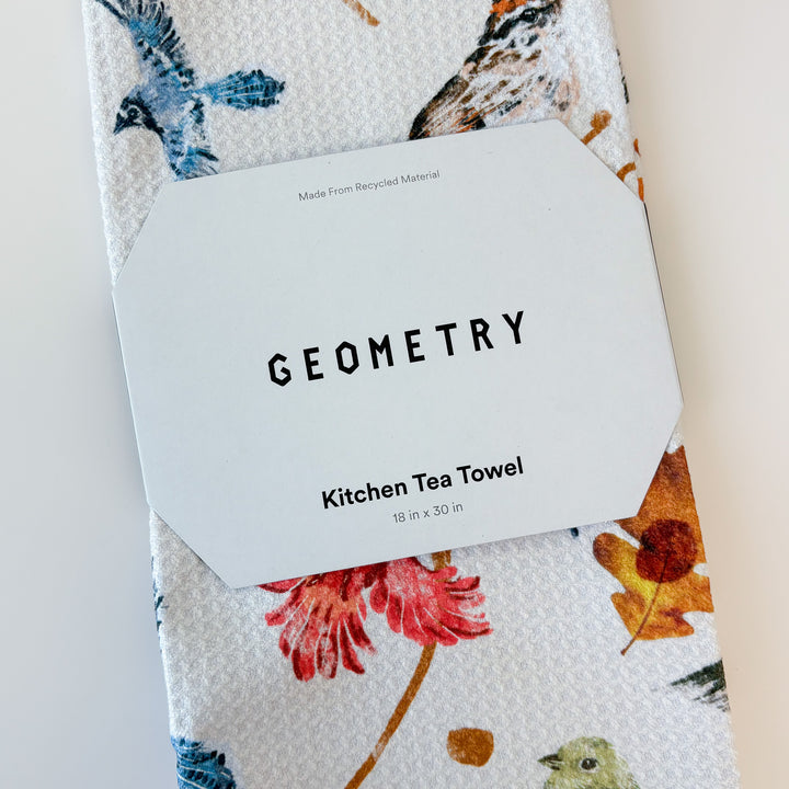 Geometry Autumnal Bird Skies Tea Towel